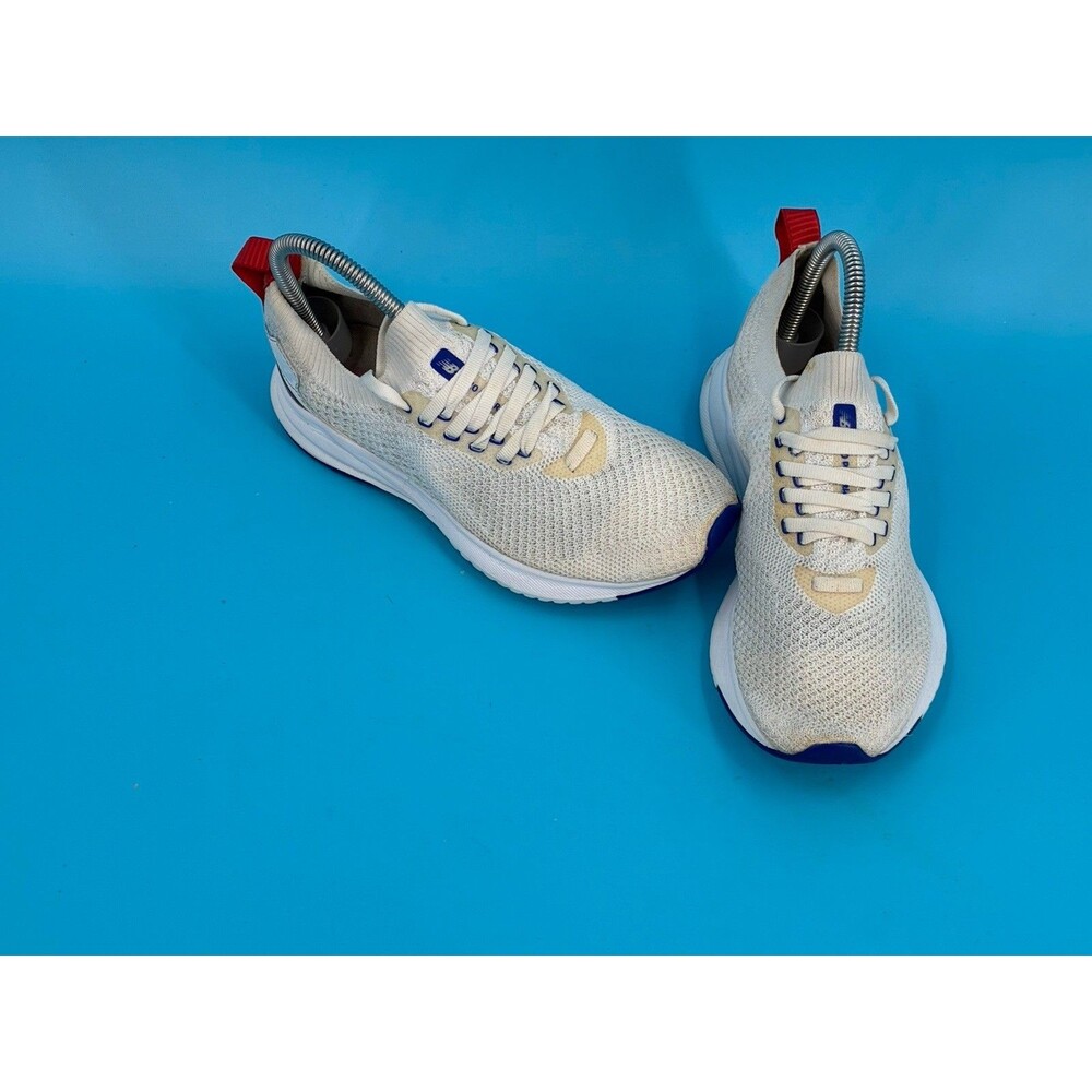 New Balance Womens 6.5 White Knit Mesh Running Shoes Blue Red Athletic Sneakers